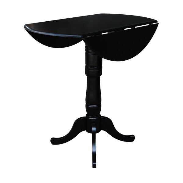 International Concepts Round 42 in Round Dual Drop Leaf Pedestal Table, 41.5 inH, Black, 42 in W, 42 in L, 41.5 in H, Wood - K46-42DPT-6B-2
