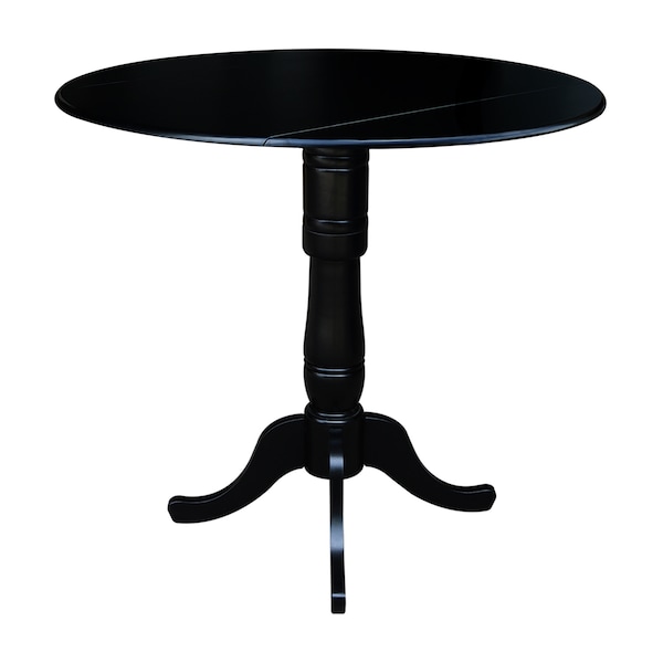 International Concepts Round 42 in Round Dual Drop Leaf Pedestal Table, 41.5 inH, Black, 42 in W, 42 in L, 41.5 in H, Wood - K46-42DPT-6B-2