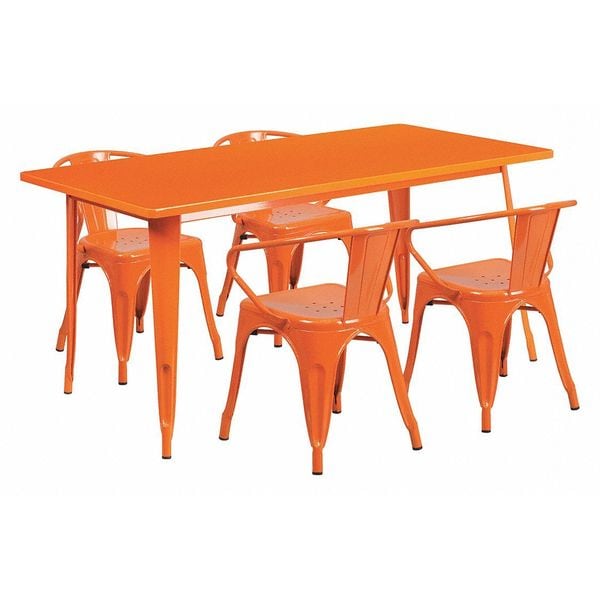 Flash Furniture Rectangle 31.5" W, 63" L, 29.5" H, Metal, Orange - ET-CT005-4-70-OR-GG