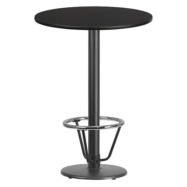 Flash Furniture Round Table-RD Base, Laminate Blk, 30", Round, 30" W, 30" L, 43.125" H, Laminate, Wood Grain - XU-RD-30-BLKTB-TR18B-3CFR-GG