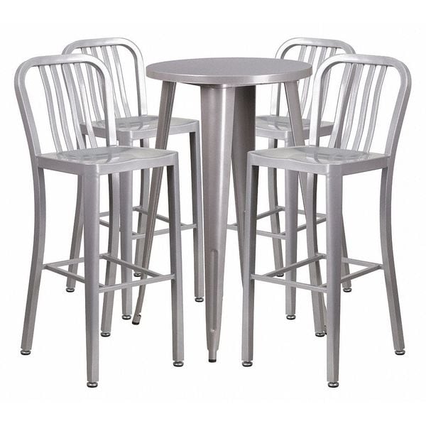 Flash Furniture Round 24" W, 24" L, 41" H, Metal, Grey - CH-51080BH-4-30VRT-SIL-GG