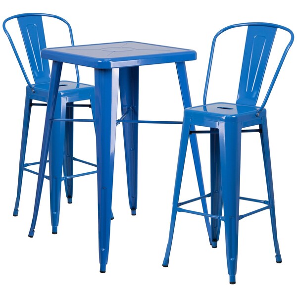 Flash Furniture Square 27.75" W, 27.75" L, 40" H, Metal, Blue - CH-31330B-2-30GB-BL-GG
