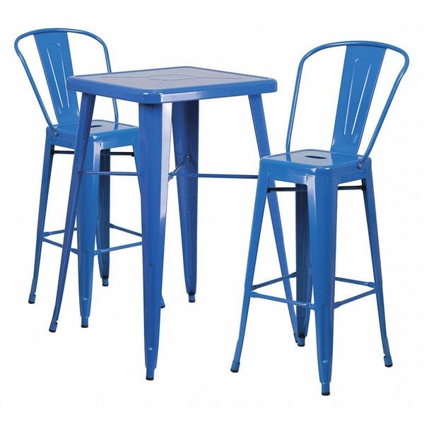 Flash Furniture Square 27.75" W, 27.75" L, 40" H, Metal, Blue - CH-31330B-2-30GB-BL-GG