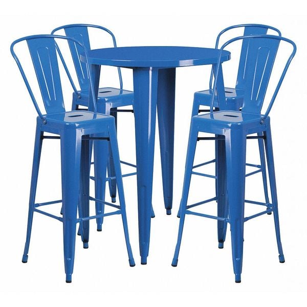 Flash Furniture Round 30" W, 30" L, 41" H, Metal, Blue - CH-51090BH-4-30CAFE-BL-GG