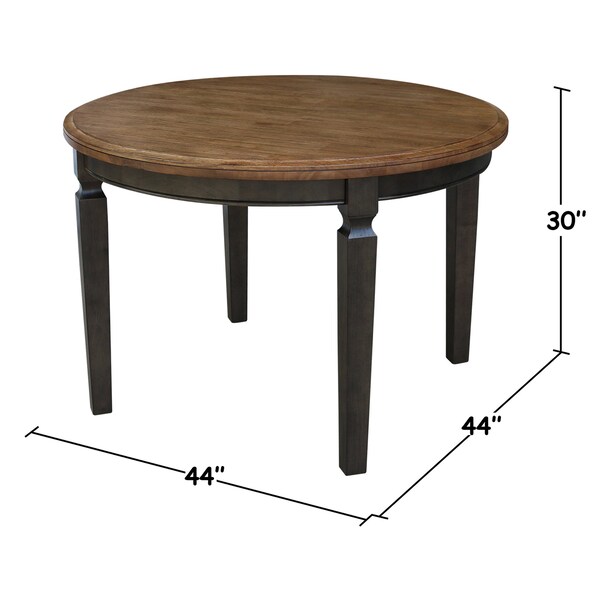 International Concepts Round 44 in Round Top Dining Table with 4 Ladderback Chairs, Hickory/Washed Coal, 44 in W, 44 in L - K45-144R-C57-4