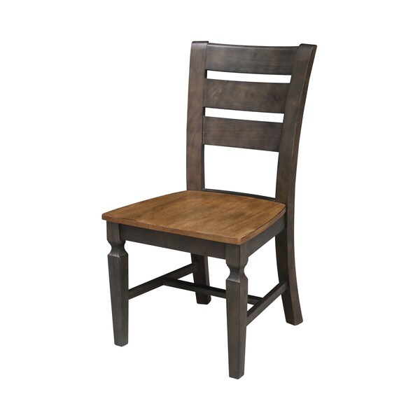 International Concepts Round 44 in Round Top Dining Table with 4 Ladderback Chairs, Hickory/Washed Coal, 44 in W, 44 in L - K45-144R-C57-4