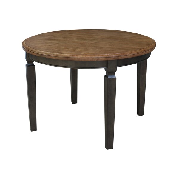 International Concepts Round 44 in Round Top Dining Table with 4 Ladderback Chairs, Hickory/Washed Coal, 44 in W, 44 in L - K45-144R-C57-4