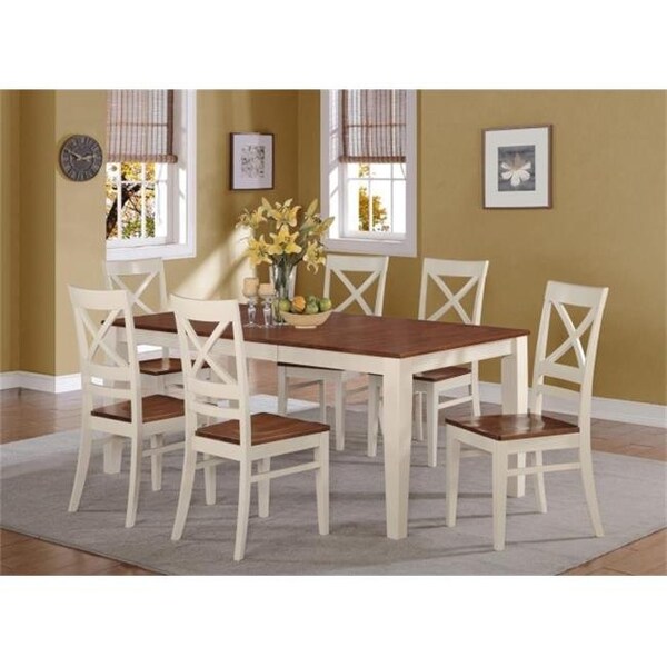 East West Furniture East West Furniture QUIN9-WHI-W 9PC Quincy Rectangular Dining Set -Table 40 in. x78 in. in Buttermilk & Cherry Finish - QUIN9-WHI-W
