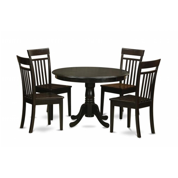 East West Furniture 5 Piece Kitchen Nook Dining Set-Breakfast Nook-Table and 4 Dinette Chairs - HLCA5-CAP-W