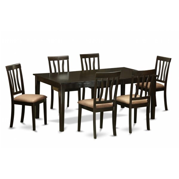 East West Furniture 7 Piece Dining Set-Dining Table With Leaf and 6 Kitchen Chairs - HEAN7-CAP-C