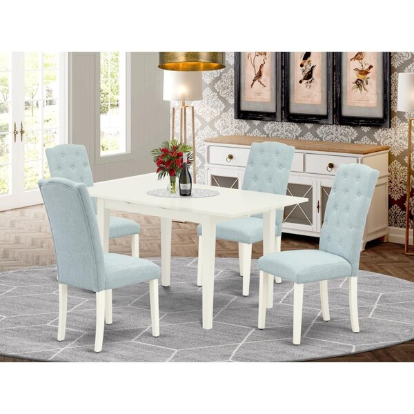East West Furniture 5 Piece Norfolk Rectangle Dinette Set - Linen White - NOCE5-LWH-15