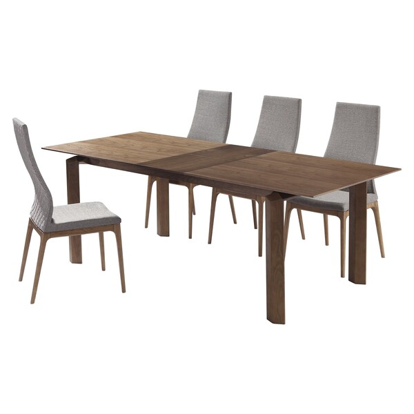 Armen Living Treviso Parker Mid-Century Walnut Wood 5 Piece Dining Set - SETTVDIWAPKGR