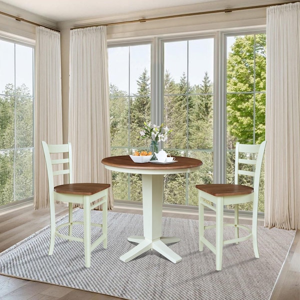 Whitewood Industries Rectangular Extension Dining Table W/ 2 Counter Height Stools, 36 in W, 36.1 in L, 48 in H, 3 - K79-36RXT-23-S6172-2