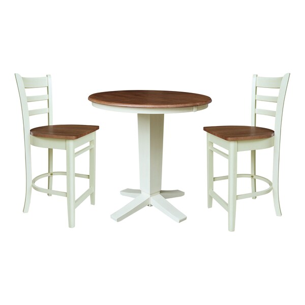Whitewood Industries Rectangular Extension Dining Table W/ 2 Counter Height Stools, 36 in W, 36.1 in L, 48 in H, 3 - K79-36RXT-23-S6172-2