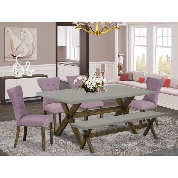 East West Furniture 6 Piece X-Style Modern Dining Table Set - Dahlia - X797GA740-6