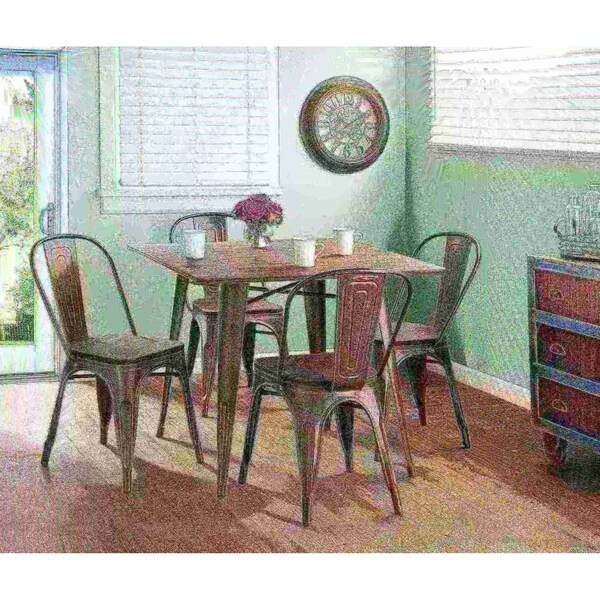 Lumisource Oregon 36"-Farmhouse Dining Table in Antique and Espresso - DT-OR3636 AN+E