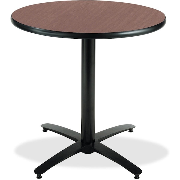 Kfi Round KFI 36in Dark Mahogany Breakroom Table with Arched X Base, 29 W, 36 L, 29 H, Laminate - T36RD-B2125-MH
