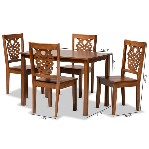 Baxton Studio Luisa Modern and Contemporary Transitional Walnut Brown Finished Wood 5-Piece Dining Set - 178-11383-8959-ZORO