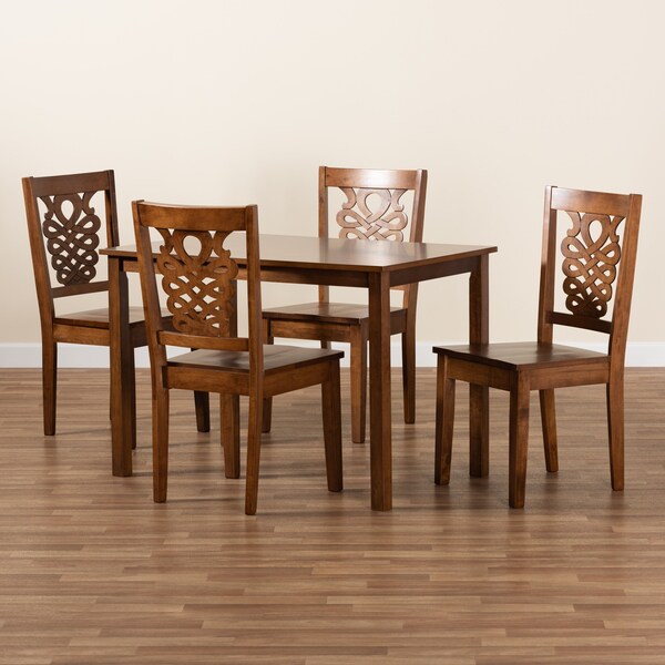Baxton Studio Luisa Modern and Contemporary Transitional Walnut Brown Finished Wood 5-Piece Dining Set - 178-11383-8959-ZORO