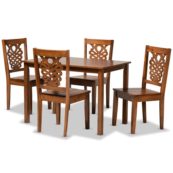 Baxton Studio Luisa Modern and Contemporary Transitional Walnut Brown Finished Wood 5-Piece Dining Set - 178-11383-8959-ZORO