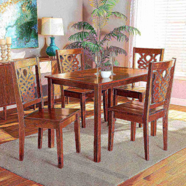 Baxton Studio Luisa Modern and Contemporary Transitional Walnut Brown Finished Wood 5-Piece Dining Set - 178-11383-8959-ZORO