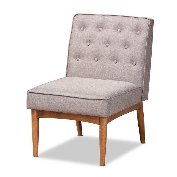 Baxton Studio Riordan Mid-Century Modern Grey Fabric and Walnut Brown Finished Wood 5-Piece Dining Nook Set - 186-11355-11356-9308-9305-ZORO