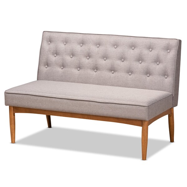 Baxton Studio Riordan Mid-Century Modern Grey Fabric and Walnut Brown Finished Wood 5-Piece Dining Nook Set - 186-11355-11356-9308-9305-ZORO