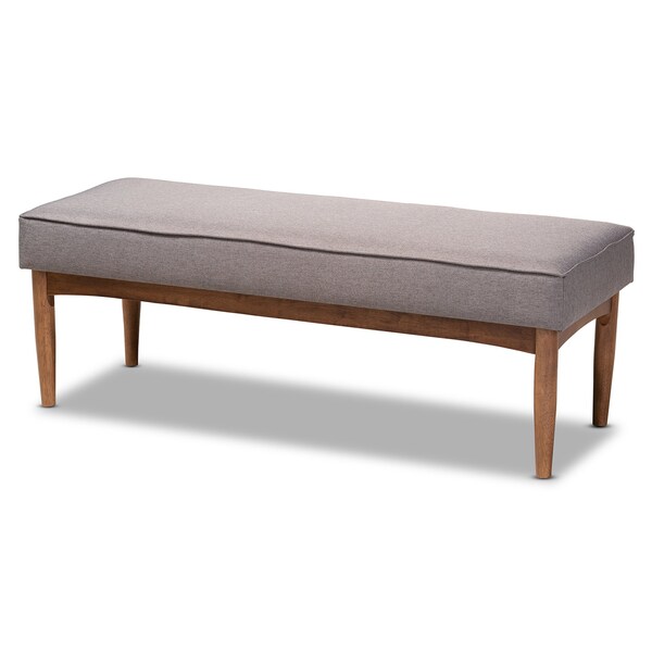 Baxton Studio Riordan Mid-Century Modern Grey Fabric and Walnut Brown Finished Wood 5-Piece Dining Nook Set - 186-11355-11356-9308-9305-ZORO