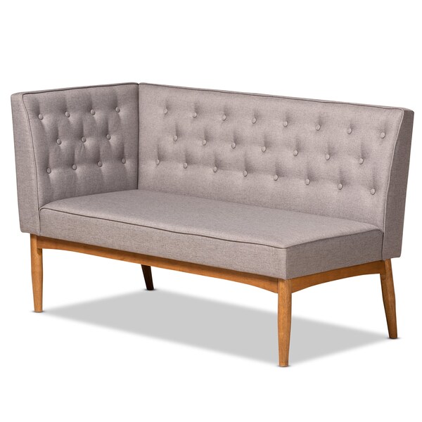 Baxton Studio Riordan Mid-Century Modern Grey Fabric and Walnut Brown Finished Wood 5-Piece Dining Nook Set - 186-11355-11356-9308-9305-ZORO