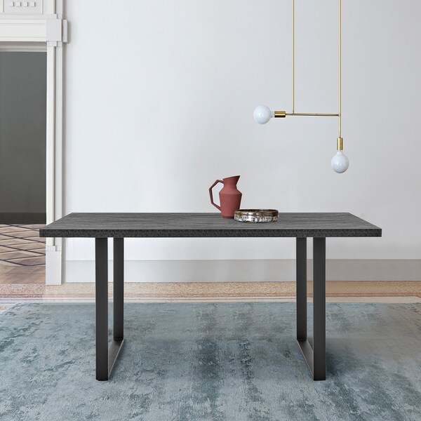 Armen Living Fenton Dining Table with Charcoal Top and Black Base - LCFEDIBLCH