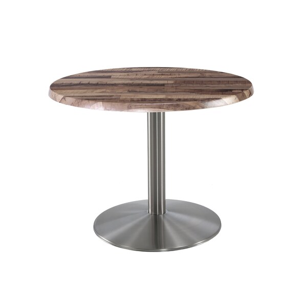 Holland Bar Stool Co 30" Tall OD214 Stainless Steel Table Base 22" Diameter 30" Diameter Rustic Top - OD214-2230SSOD30RRUSTIC