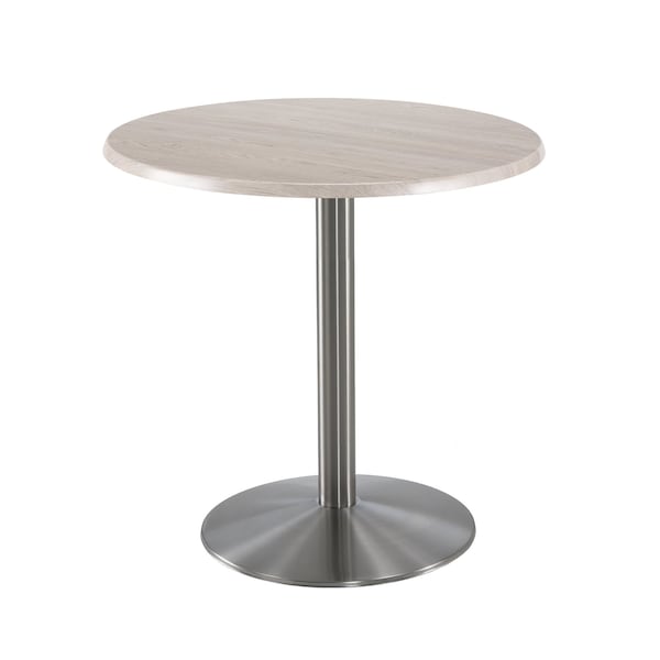 Holland Bar Stool Co 36" Tall OD214 Stainless Steel Table Base 22" Diameter 30" Diameter White Ash Top - OD214-2236SSOD30RWA