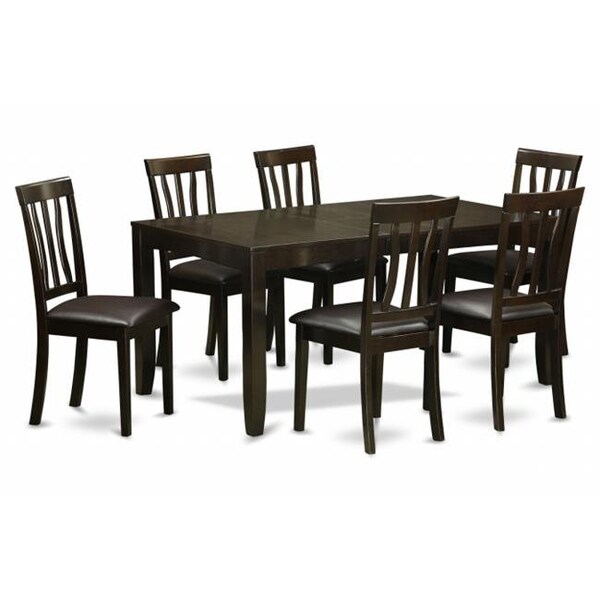 East West Furniture East West Furniture LYAN7-CAP-LC 7 Piece Dining Room Table Set-Dining Table With Leaf and 6 Dining Chairs - LYAN7-CAP-LC