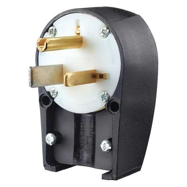 Zoro Select 3 Wire Industrial Angle Straight Blade Plug 125VAC 50A - 9550ANPB