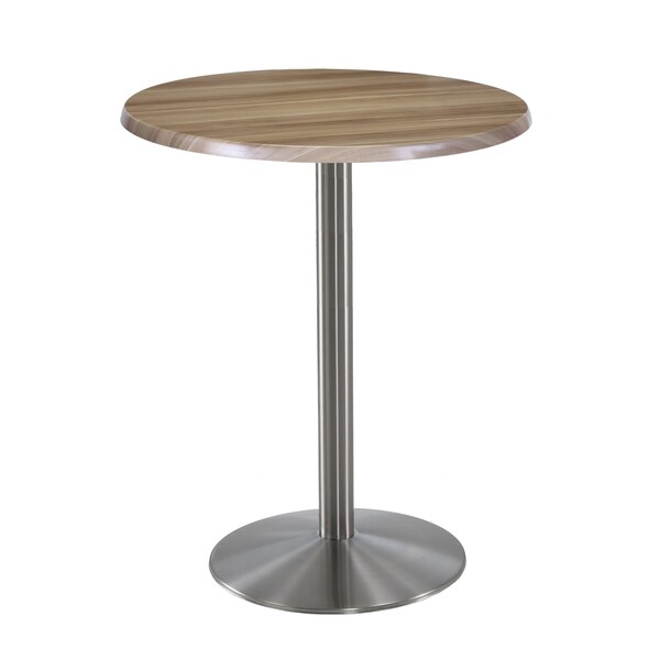 Holland Bar Stool Co 42" Tall OD214 Stainless Steel Table Base 22" Diameter 30" Diameter Natural Top - OD214-2242SSOD30RNAT