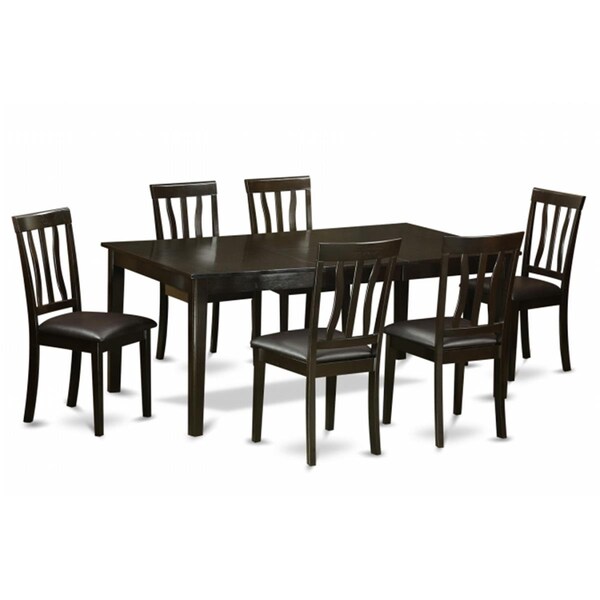East West Furniture 7 Piece Dining Set-Table With Leaf and 6 Dinette Chairs - HEAN7-CAP-LC