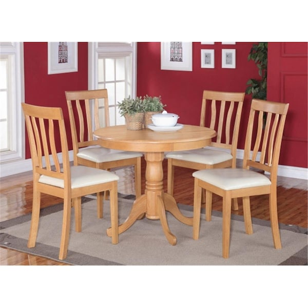 East West Furniture 3 Piece Kitchen Table Set-Small Kitchen Table Plus 4 Dining Chairs - ANTI3-OAK-C