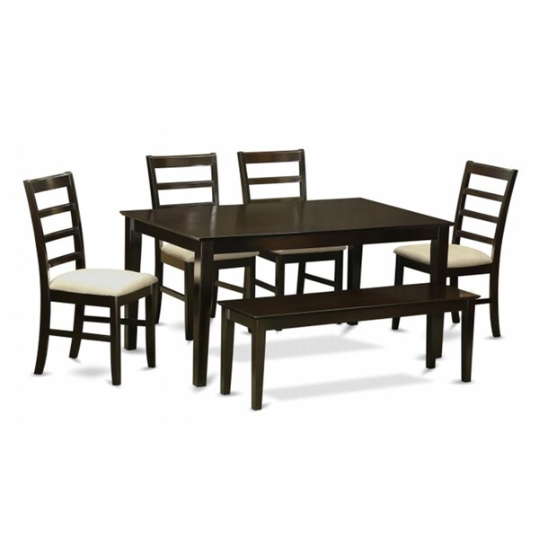 East West Furniture 6 Piece Kitchen Table With Bench Set-Dinette Table and 4 Kitchen Chairs and Bench - CAPF6-CAP-C