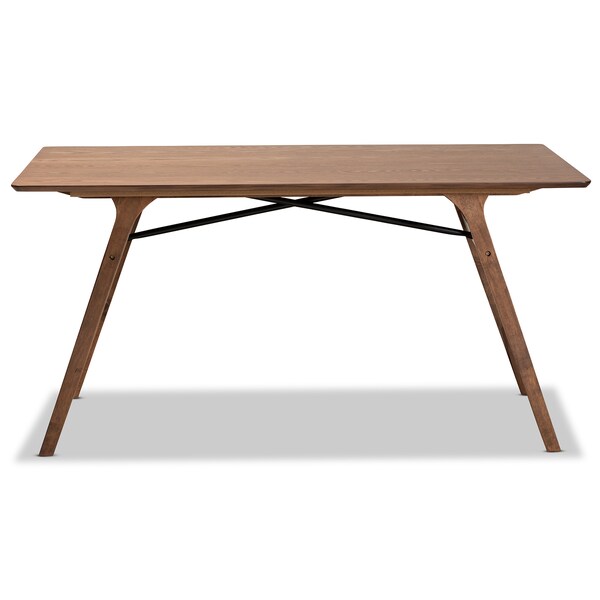 Baxton Studio Saxton Mid-Century Modern Transitional Walnut Brown Finished Wood Dining Table - 186-11866-ZORO