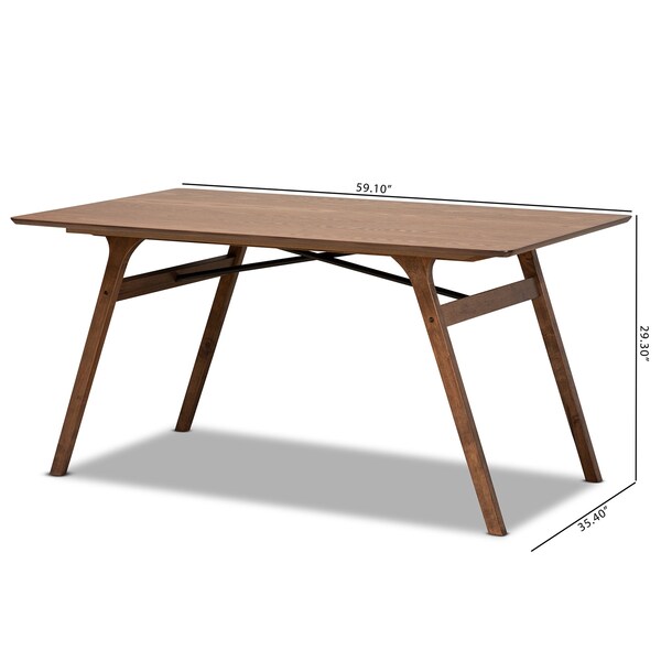 Baxton Studio Saxton Mid-Century Modern Transitional Walnut Brown Finished Wood Dining Table - 186-11866-ZORO