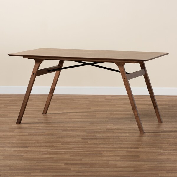 Baxton Studio Saxton Mid-Century Modern Transitional Walnut Brown Finished Wood Dining Table - 186-11866-ZORO