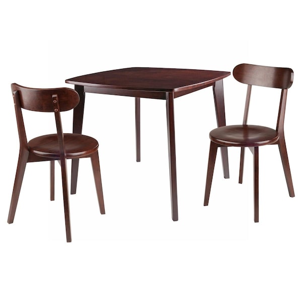 Winsome Wood Pauline Table Set with Chairs, Walnut - 3 Piece - 94333