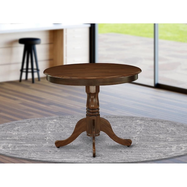 East West Furniture East West Furniture ANT-AWA-TP 36 in. Antique Round Rubber Wood Walnut Dining Table - ANT-AWA-TP