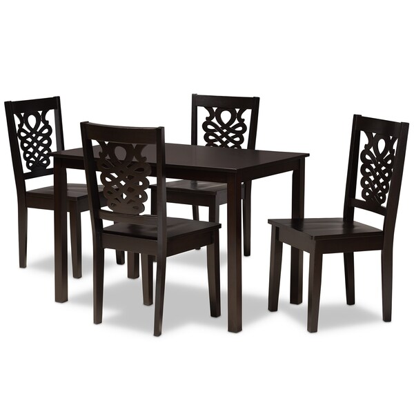 Baxton Studio Luisa Modern and Contemporary Transitional Dark Brown Finished Wood 5-Piece Dining Set - 177-11381-8026-ZORO