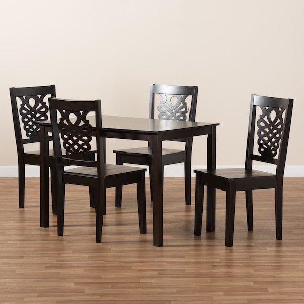 Baxton Studio Luisa Modern and Contemporary Transitional Dark Brown Finished Wood 5-Piece Dining Set - 177-11381-8026-ZORO
