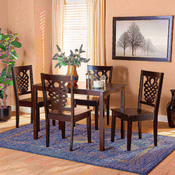 Baxton Studio Luisa Modern and Contemporary Transitional Dark Brown Finished Wood 5-Piece Dining Set - 177-11381-8026-ZORO