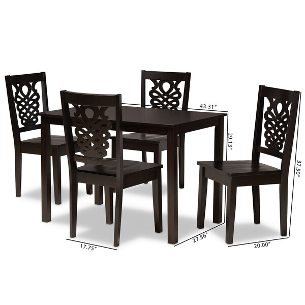 Baxton Studio Luisa Modern and Contemporary Transitional Dark Brown Finished Wood 5-Piece Dining Set - 177-11381-8026-ZORO