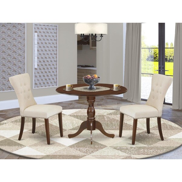 East West Furniture 3 Piece Dublin Modern Dining Table Set - Mahogany - DMGA3-MAH-32