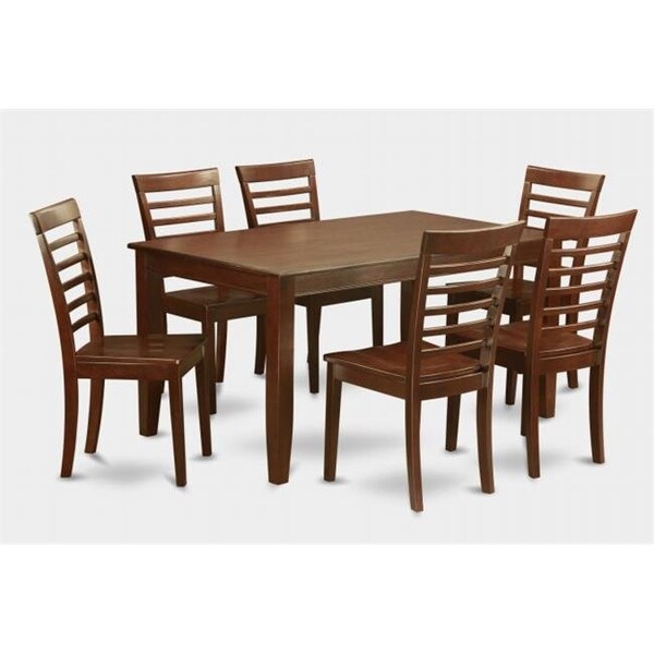 East West Furniture East West Furniture DUML7-MAH-W 7 Pc Dudley Dining Table 36x60in with 6 Ladder Back Wood Chairs - DUML7-MAH-W