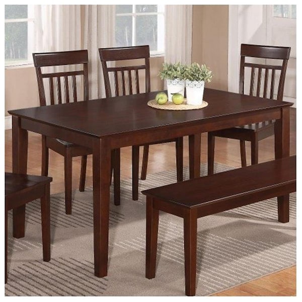 East West Furniture East West EWCDT-MAH-S Capri Rectangular dining table 36 in. x 60 in. with solid wood top; Mahogany - CAT-MAH-S